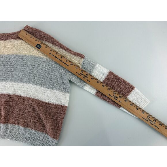 Cozy Casual Women's Neutral Multicolor Stripe Lightweight Sweater Size S / M - Picture 8 of 9